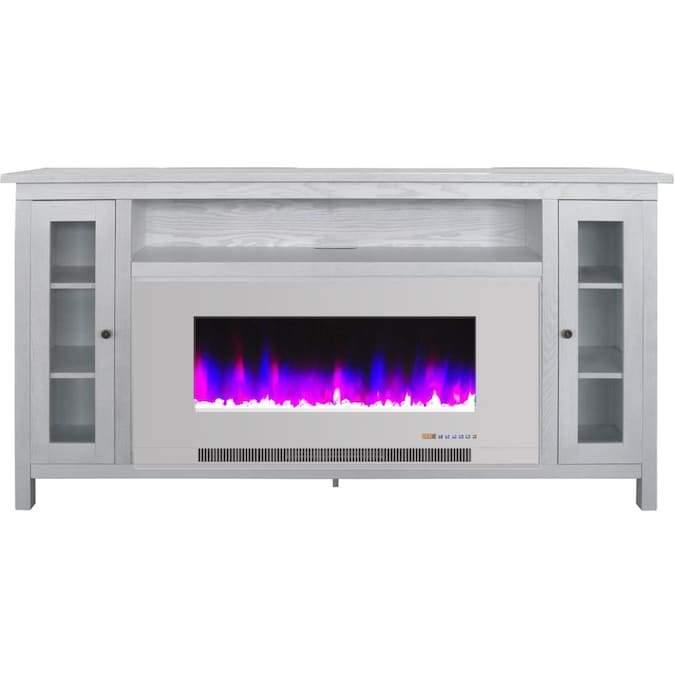 Cambridge Fireplace Mantels and Entertainment Centers White/White Cambridge Somerset 70-In. Black Electric Fireplace TV Stand with Multi-Color LED Flames, Crystal Rock Display, and Remote Control