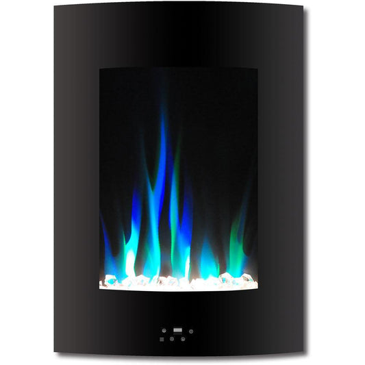 Cambridge Firestanding Fireplace Black Cambridge 19.5 In. Vertical Electric Fireplace in Black/White with Multi-Color Flame and Crystal Display