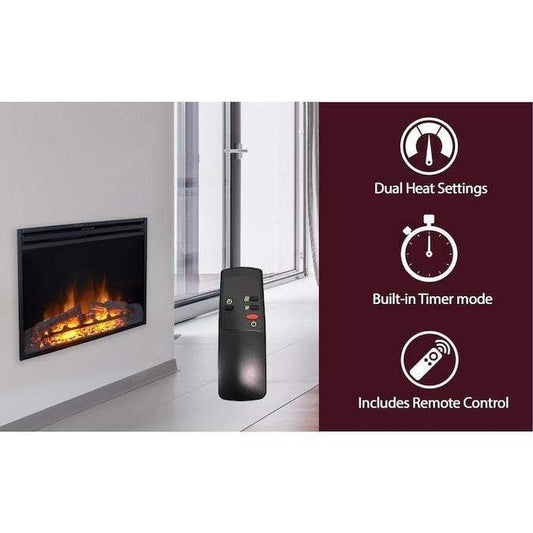 Cambridge Freestanding Fireplace Cambridge 28-In. Freestanding 5116 BTU Electric Fireplace Heater Insert with Remote Control and 9-Hour Timer