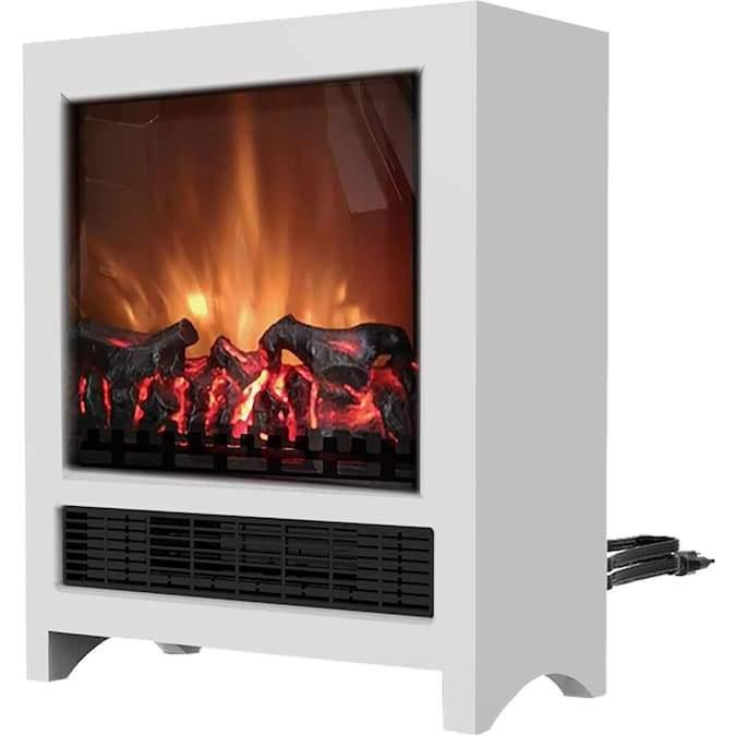 Cambridge Freestanding Fireplace White 19-In Freestanding 4606 BTU Electric Fireplace with Wood Log Insert