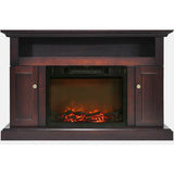 Cambridge Mahogany Cambridge Sorrento Electric Fireplace with an Enhanced Log Display and 47 In. Entertainment Stand in Cherry