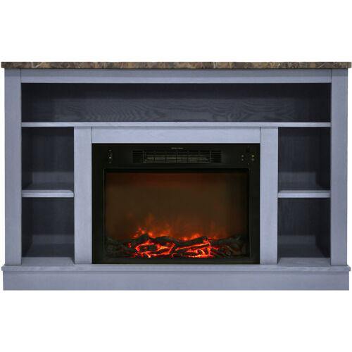 Cambridge Slate Blue Cambridge 47 In. Electric Fireplace with a 1500W Log Insert and Cherry Mantel