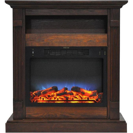 Cambridge Walnut Cambridge Sienna 34 In. Electric Fireplace w/ Enhanced Log Display and Walnut Mantel