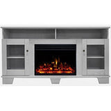 Cambridge White Cambridge Savona 59 In. Electric Fireplace in Cherry with Entertainment Stand and Charred Log Display,
