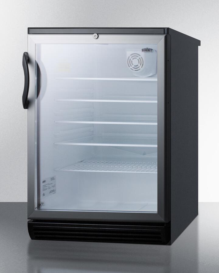 Summit | 24" Commercial Beverage Center with 5.5 Cu. Ft. Capacity, Double Pane Tempered Glass Door, Adjustable Glass Shelves, Reversible Door, Lock, Automatic Defrost | SCR600BGL
