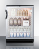 Summit | 24" Commercial Beverage Center with 5.5 Cu. Ft. Capacity, Double Pane Tempered Glass Door, Adjustable Glass Shelves, Reversible Door, Lock, Automatic Defrost | SCR600BGL