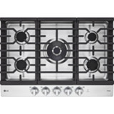LG - 30" Smart Gas Cooktop 22K BTU, EasyClean Cooktop, Backlit Weighted Knobs - Gas Cooktops - CBGJ3027S