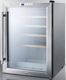 Summit - 17" 2.5 cu. ft. Freestanding Wine Cellar with 22 Bottle Capacity, 4 Adjustable Wooden Shelves, Digital Thermostat, LED Lighting, Vertical Storage Option and Automatic Defrost: Stainless Steel | SCR312LCSSWC2