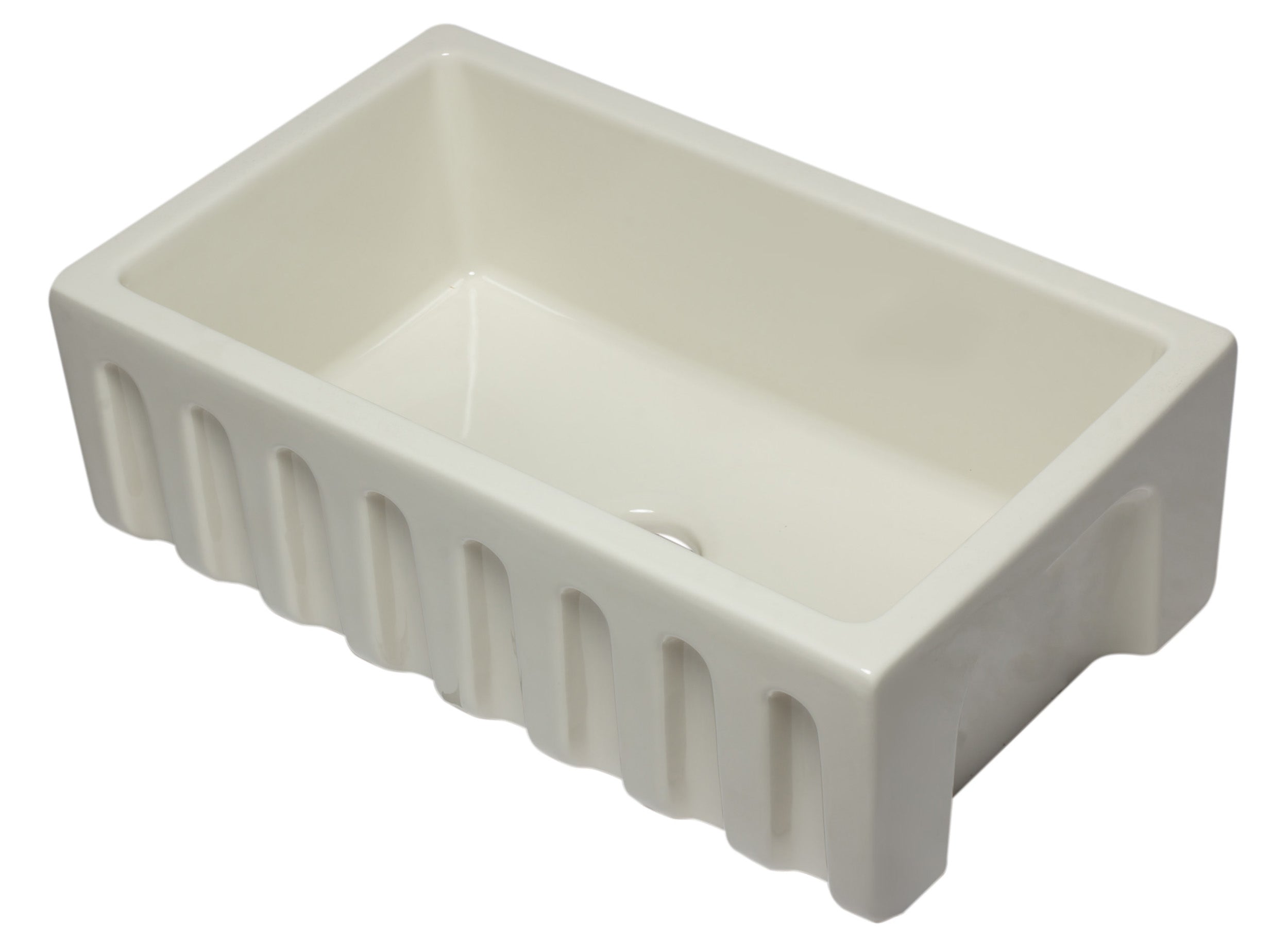 ALFI Brand - 30 inch Biscuit Reversible Smooth / Fluted Single Bowl Fireclay Farm Sink | AB3018HS-B