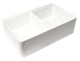 ALFI brand - White 33" x 20" Workstation Double Bowl Step Rim Fireclay Farm Sink with Accessories - ABFS3320D-W