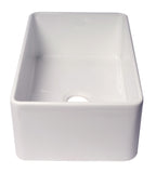 ALFI Brand - 30" White Thin Wall Single Bowl Smooth Apron Fireclay Kitchen Farm Sink | ABF3018-W