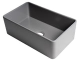 ALFI Brand - Gray Matte Smooth Apron 30" x 18" Single Bowl Fireclay Farm Sink | ABF3018-GM