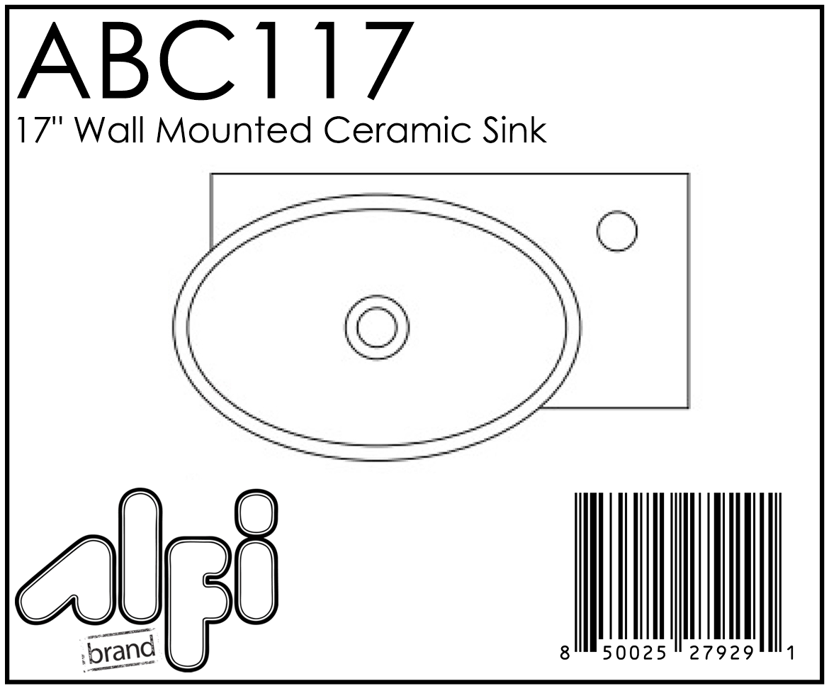 ALFI Brand - White 17" Small Wall Mounted Ceramic Sink with Faucet Hole | ABC117