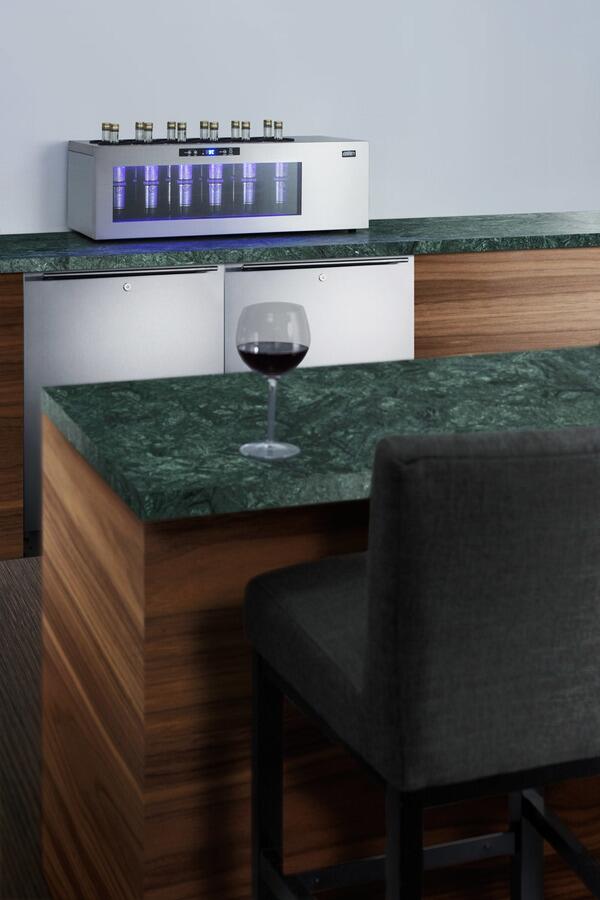Countertop Wine Cooler with Upright 12 Bottle Storage, Compressor-Based Cooling, Temperature Memory Function, Automatic Defrost, Control Panel Lock, and 100% CFC Free Design | STC12