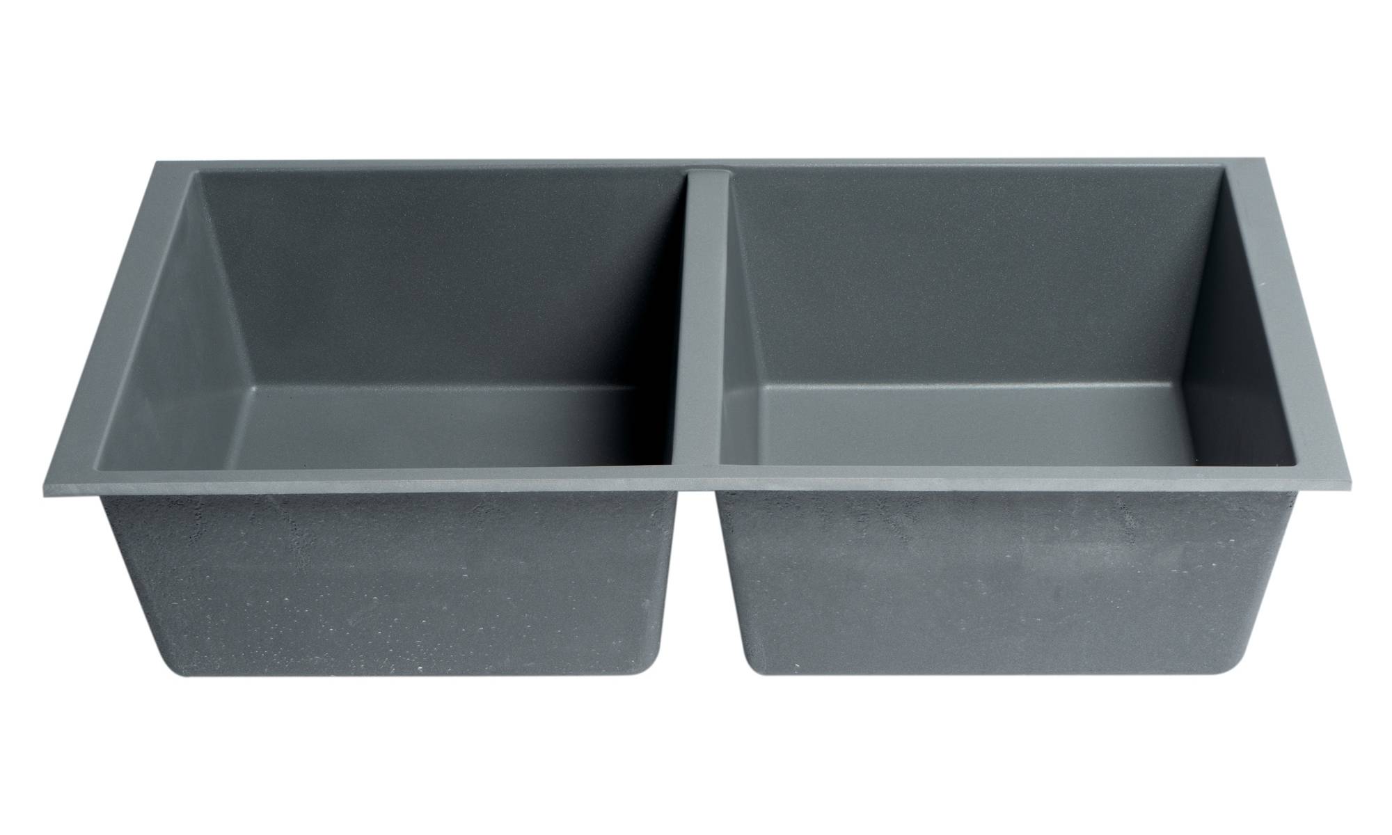 ALFI Brand - Titanium 34" Undermount Double Bowl Granite Composite Kitchen Sink | AB3420UM-T