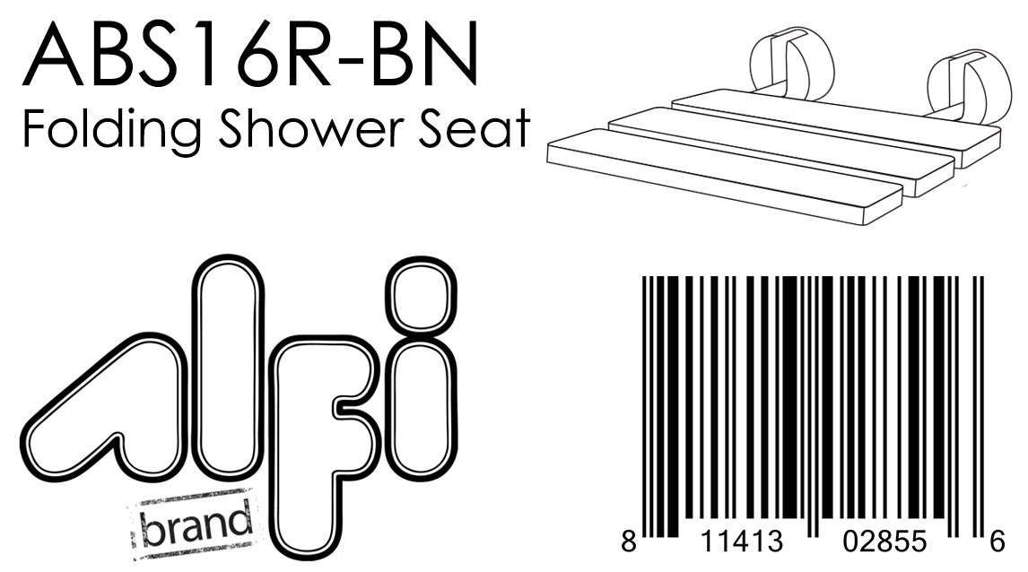 ALFI Brand - 16 Inch Folding Teak Wood Shower Seat Bench | ABS16R-BN