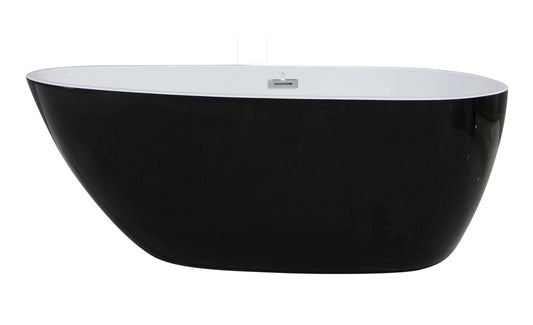 ALFI Brand - 59 inch Black & White Oval Acrylic Free Standing Soaking Bathtub | AB8862