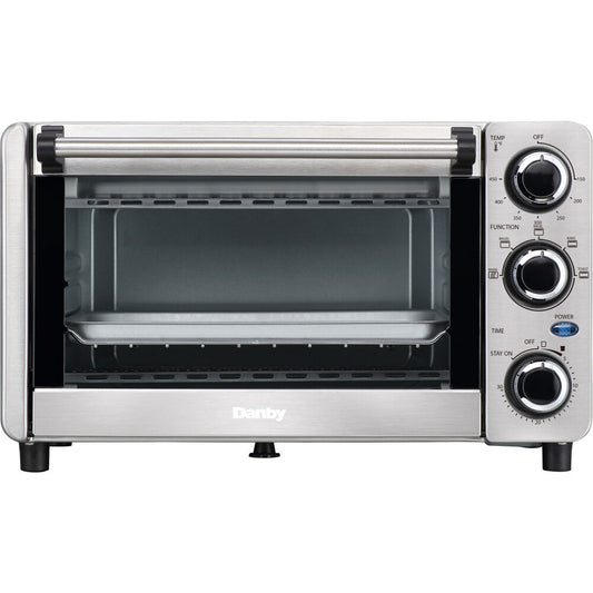 Danby - 0.4 Cu. Ft. 4 Slice Toaster Oven, Holds 9" PizzaToaster Ovens - DBTO0412BBSS