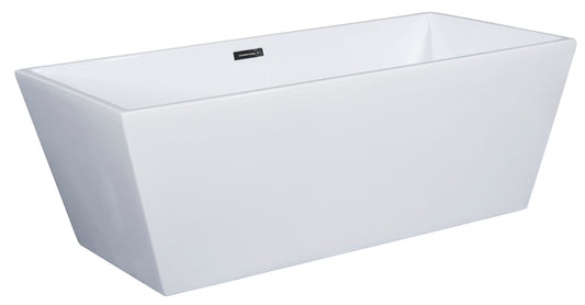 ALFI Brand - 59 inch White Rectangular Acrylic Free Standing Soaking Bathtub | AB8833