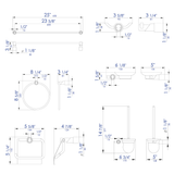 ALFI Brand - Brushed Nickel 6 Piece Matching Bathroom Accessory Set | AB9508-BN