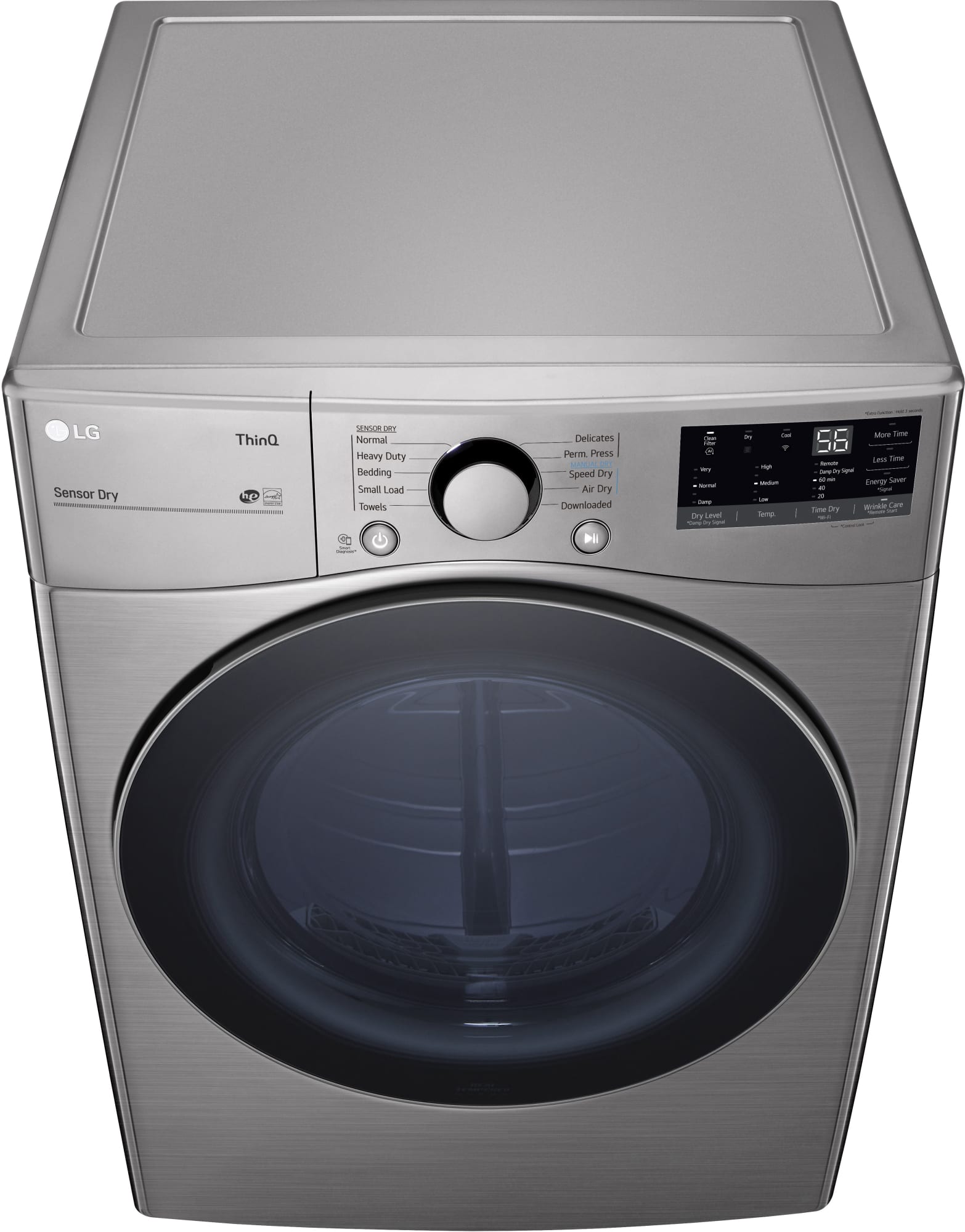 LG - 5.2 Cu. Ft. High Efficiency Front-Load Washer and 7.4 Cu. Ft. Ultra Large Graphite Steel Smart Electric Vented Dryer