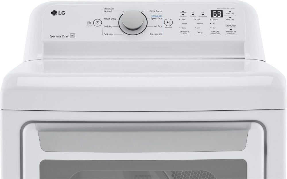 LG - 7.3 cu. ft. Ultra Large High Efficiency Electric Dryer in White | DLE7150W