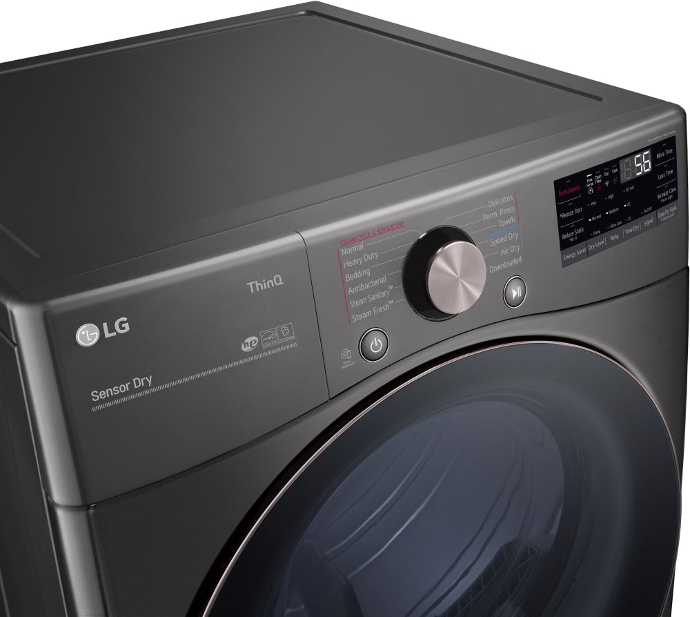 LG - 7.4 cu. ft. Black Steel Ultra Large Capacity Gas Dryer with Sensor Dry Turbo Steam | DLGX4201B