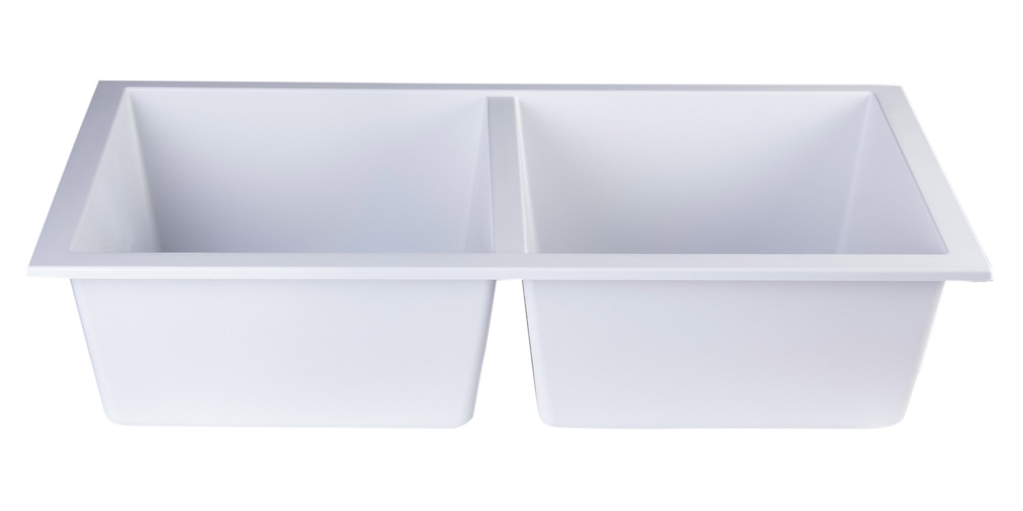 ALFI Brand - White 34" Undermount Double Bowl Granite Composite Kitchen Sink | AB3420UM-W