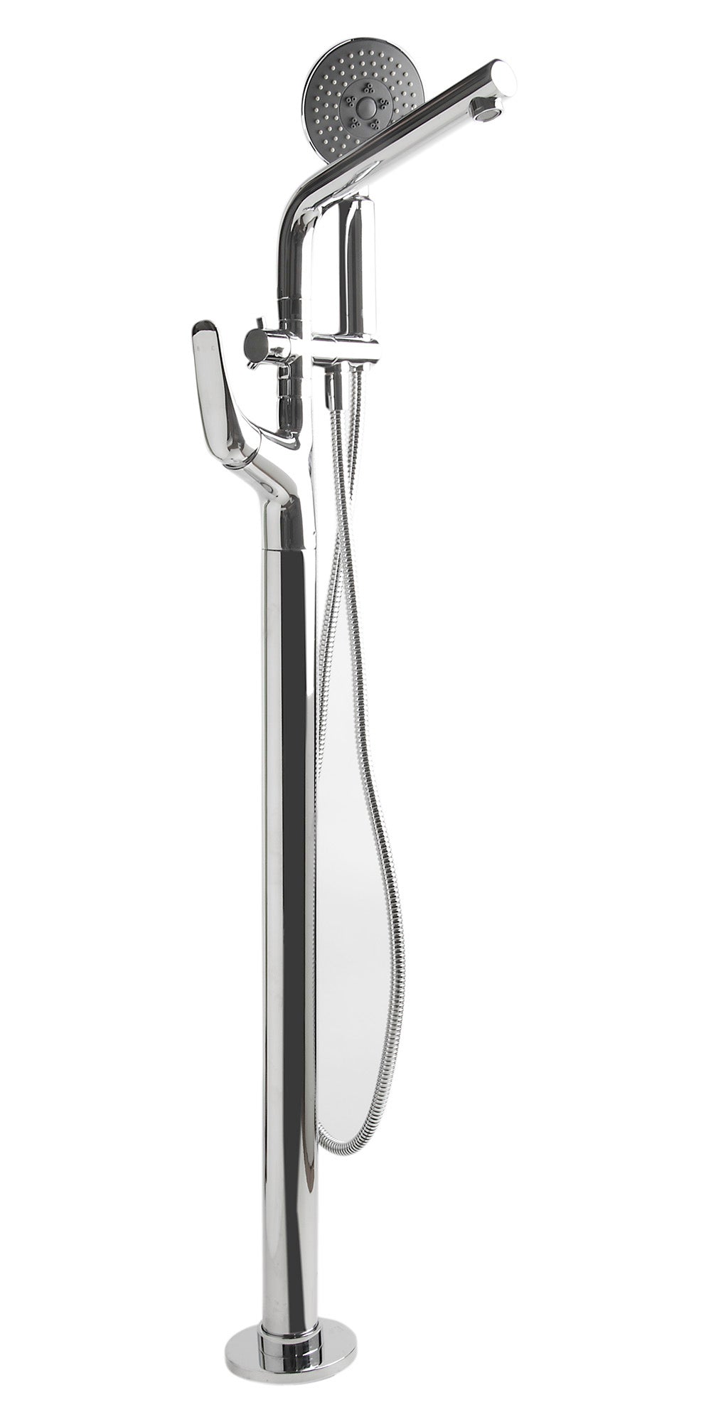 ALFI Brand - Polished Chrome Floor Mounted Tub Filler + Mixer /w additional Hand Held Shower Head | AB2758-PC