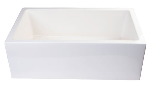 ALFI Brand - 30" Biscuit Smooth Apron Thick Wall Fireclay Single Bowl Farm Sink | AB3018SB-B