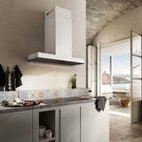 Elica - HAIKU - Iconic - 35 3/8" W x 12.5" - 15" D x 3 1/8" H, White Krion - Wall Mount Hoods | EHK636WH