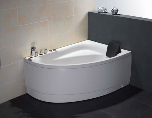 EAGO - 5' Single Person Corner White Acrylic Whirlpool Bath Tub - Drain on Left | AM161-L