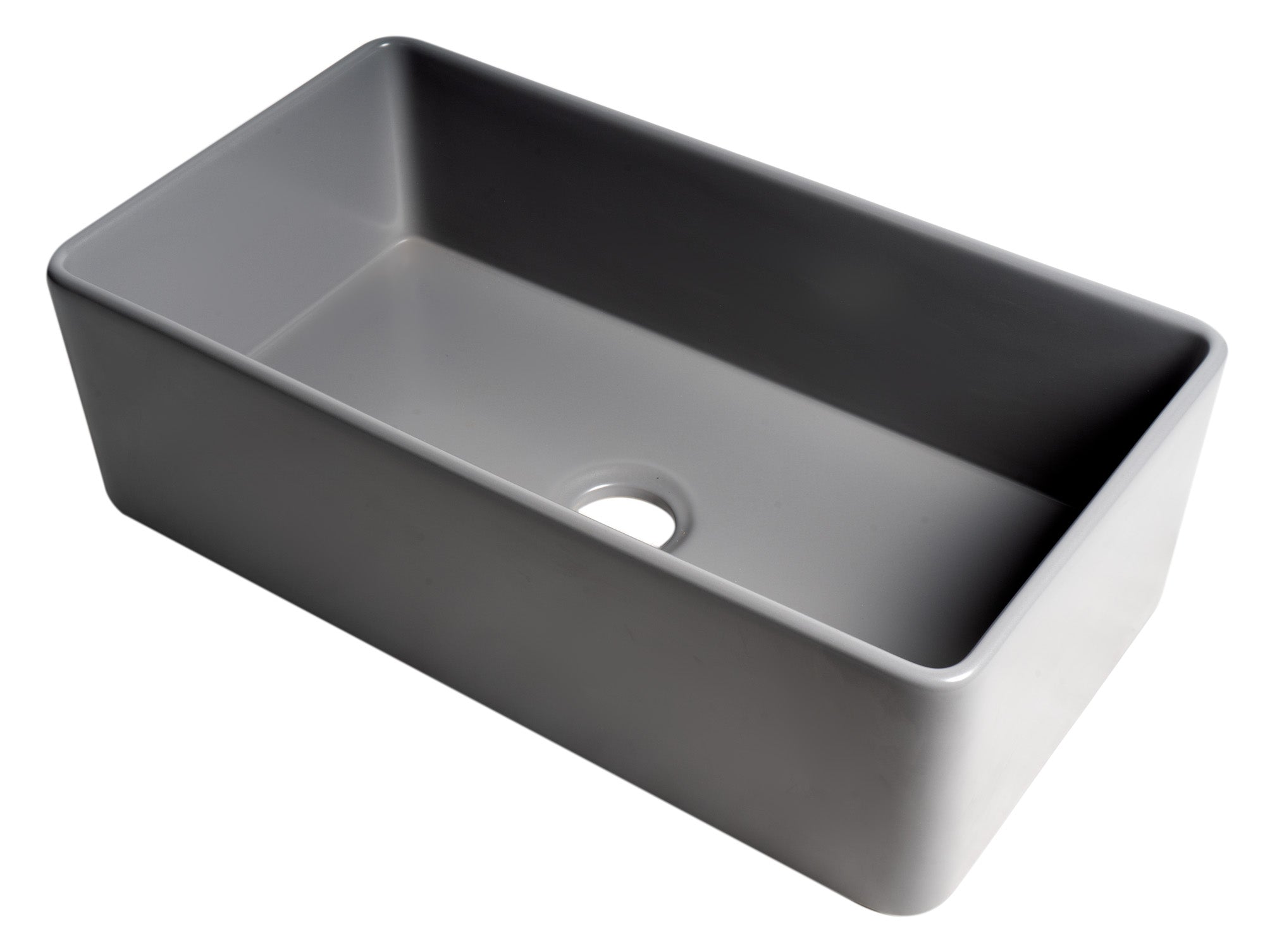 ALFI Brand - Gray Matte Smooth Apron 33" x 18" Single Bowl Fireclay Farm Sink | ABF3318S-GM