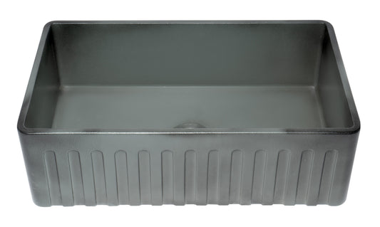 ALFI Brand - Concrete Color 33 inch Reversible Single Fireclay Farmhouse Kitchen Sink | ABCO3320SB