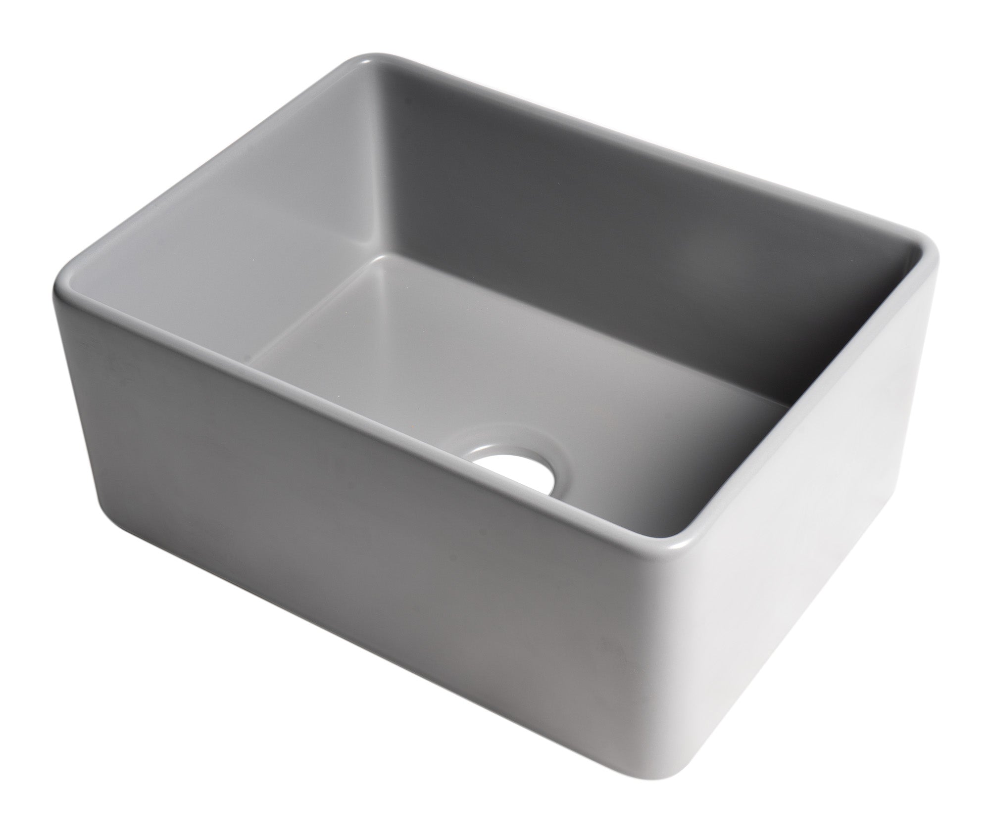 ALFI Brand - Gray Matte Smooth Apron 24" x 18" Single Bowl Fireclay Farm Sink | ABF2418-GM