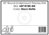 ALFI Brand - Black Matte Round 18" x 18" Undermount / Drop In Fireclay Prep Sink | ABF1818R-BM