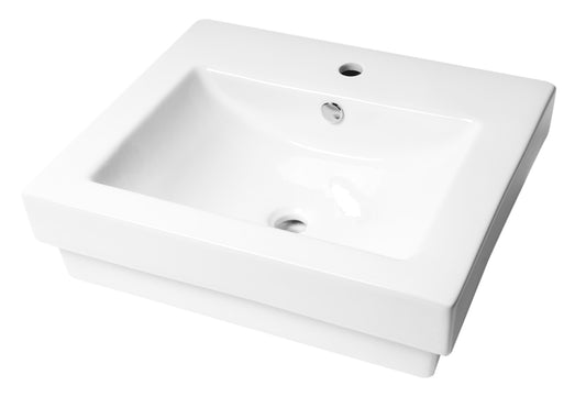 ALFI Brand - White 24" Rectangular Semi Recessed Ceramic Sink with Faucet Hole | ABC701