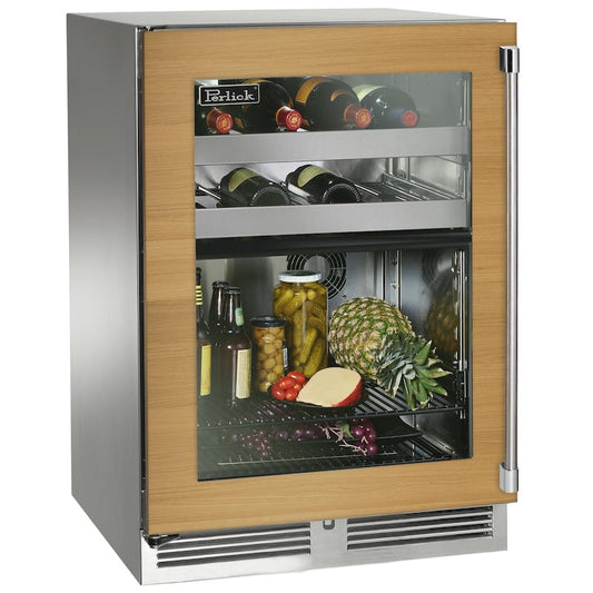 Perlick - 24" Signature Series Outdoor Dual-Zone Refrigerator/Wine Reserve with fully integrated panel-ready glass door- HP24CO-4