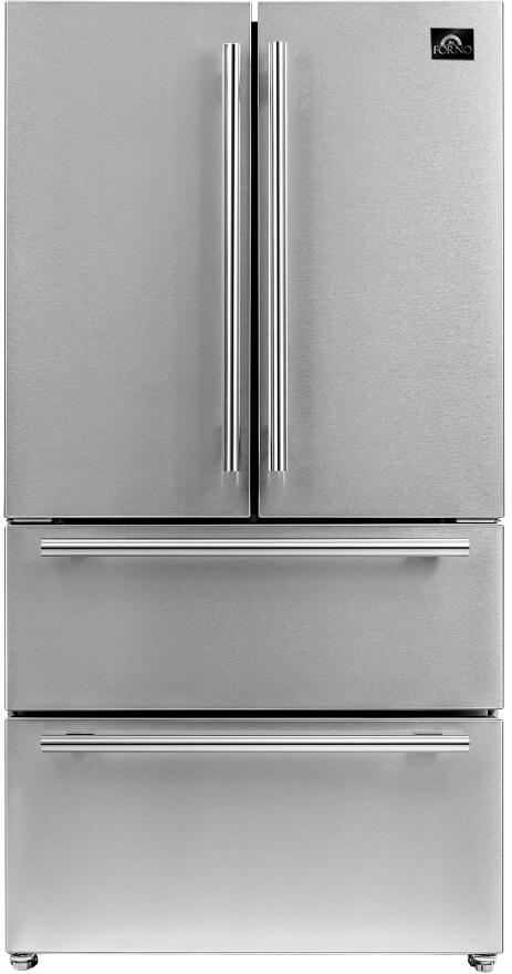 FORNO - Moena 36" Fench Door Counter Depth Refrigerator 19cu.ft SS color, with  Professional handle and decorative grill allowing ventilation