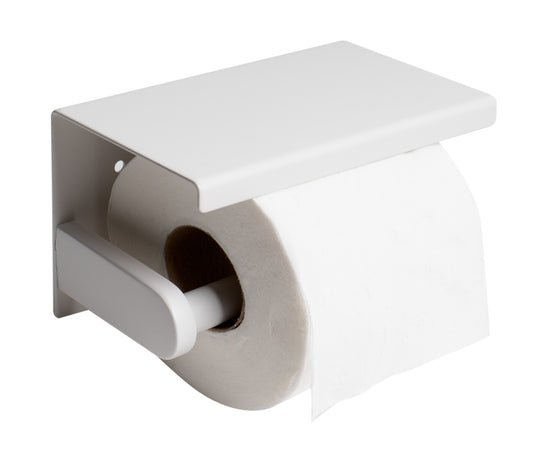 ALFI brand - White Matte Stainless Steel Toilet Paper Holder with Shelf - ABTPC66-W