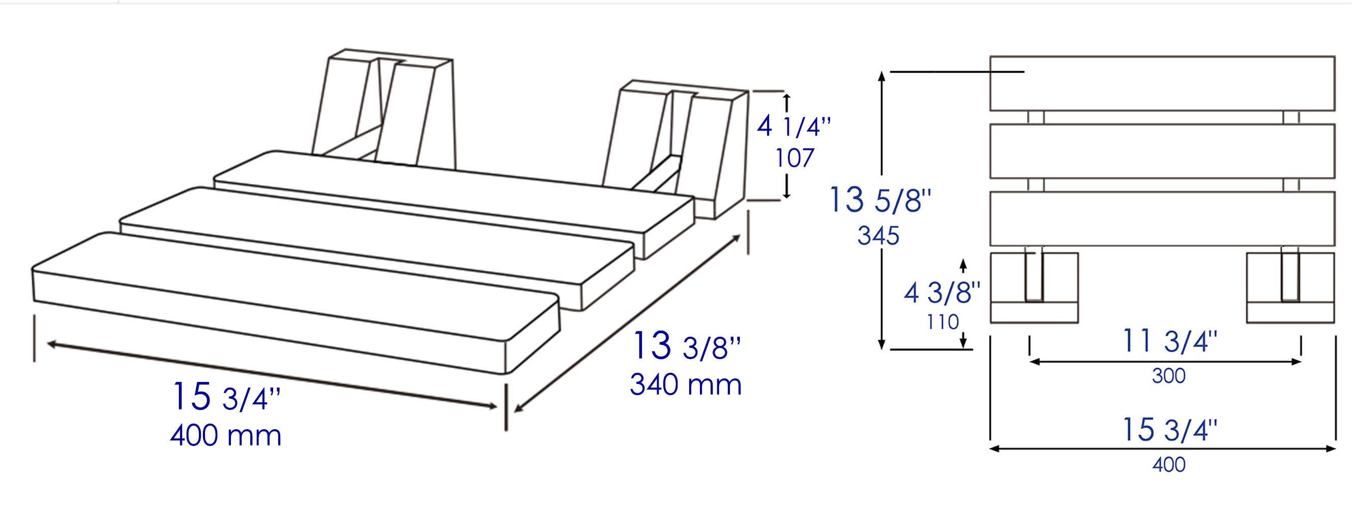 ALFI Brand - Brushed Nickel 16" Folding Teak Wood Shower Seat Bench | ABS16S-BN