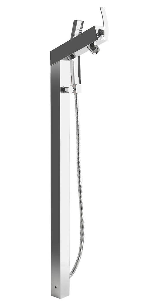 ALFI Brand - Polished Chrome Floor Mounted Tub Filler + Mixer /w additional Hand Held Shower Head | AB2728-PC