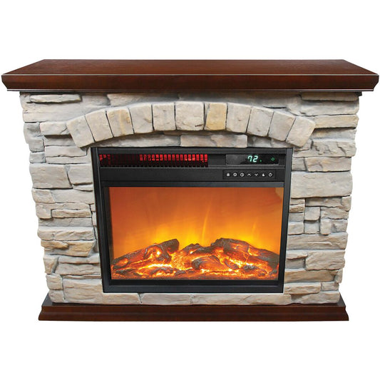 LifeSmart - large square infrared faux stone fireplace
