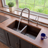 ALFI Brand - Chocolate 34" Undermount Double Bowl Granite Composite Kitchen Sink | AB3420UM-C