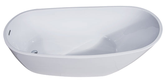 ALFI Brand - 68 inch White Oval Acrylic Free Standing Soaking Bathtub | AB8826