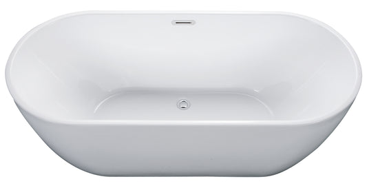 ALFI Brand - 67 inch White Oval Acrylic Free Standing Soaking Bathtub | AB8839
