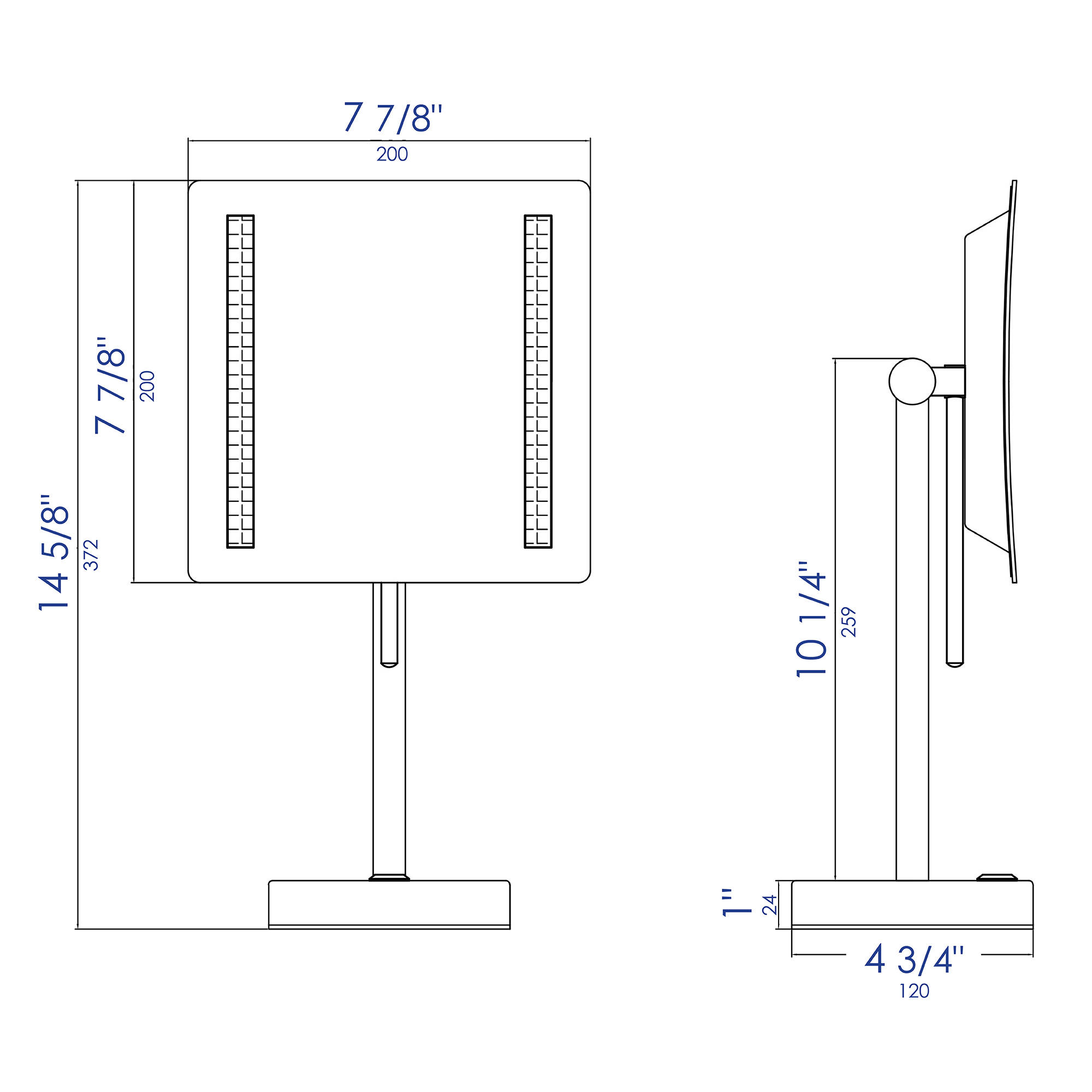 ALFI Brand - Brushed Nickel Tabletop Square 8" 5x Magnifying Cosmetic Mirror with Light | ABM8FLED-BN