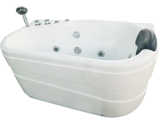 EAGO - 5'' White Acrylic Corner Whirlpool Bathtub - Drain on Left | AM175-L