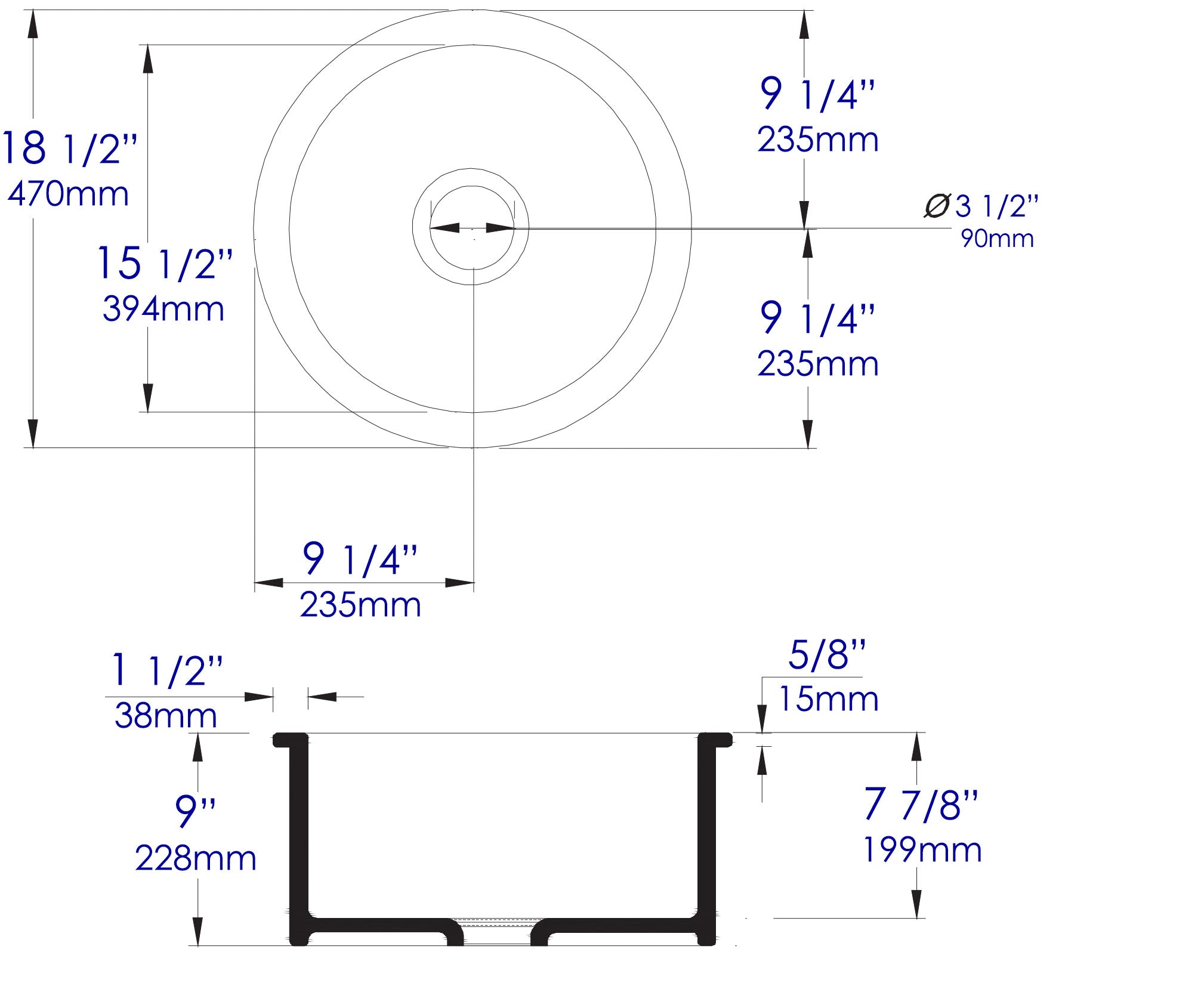 ALFI Brand - Black Matte Round 18" x 18" Undermount / Drop In Fireclay Prep Sink | ABF1818R-BM