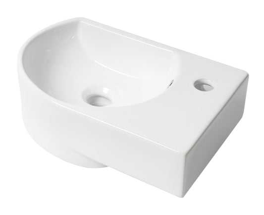 ALFI Brand - White 16" Small Wall Mounted Ceramic Sink with Faucet Hole | ABC119